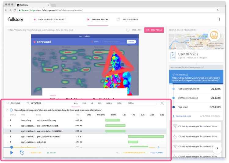 Network Analysis in Session Replay